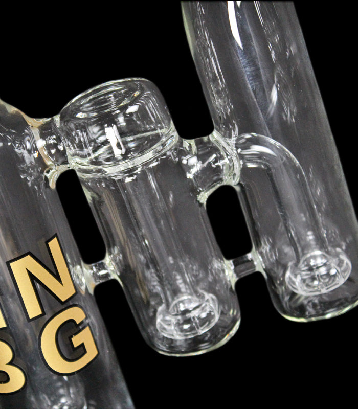 Heisenberg | Triple Double Bubble Bong | Hnbg Gold | 38 cm hoch  |  18,8er Schliff