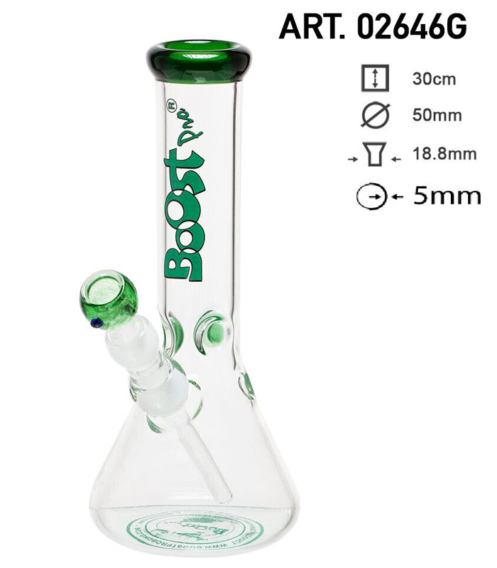 Boost | Beaker Green Glass Bong | 30 cm hoch | 18,8er Schliff  |  Ice