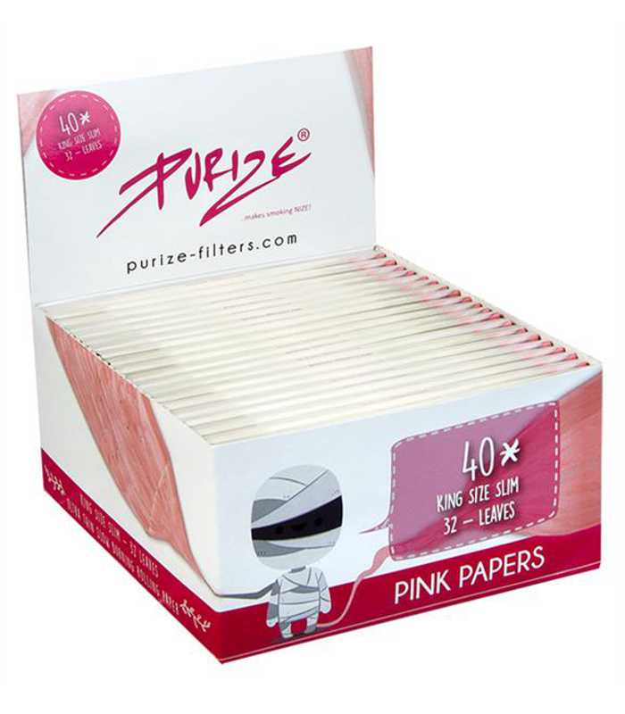 Purize Papers | King Size Slim Ultra Fine | Pink | 32 Blättchen