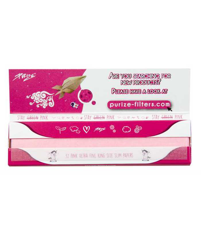 Purize Papers | King Size Slim Ultra Fine | Pink | 32 Blättchen