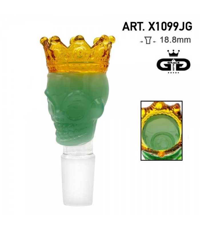 Grace Glass | Skull King Bowl | Green | 18,8er Schliff