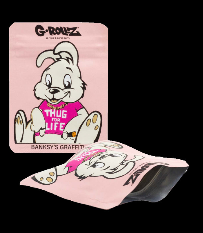 G-Rollz | Banksy's 'Thug for Life Pink' 65 x 85 mm Geruchssichere Bags | 10 Stk.