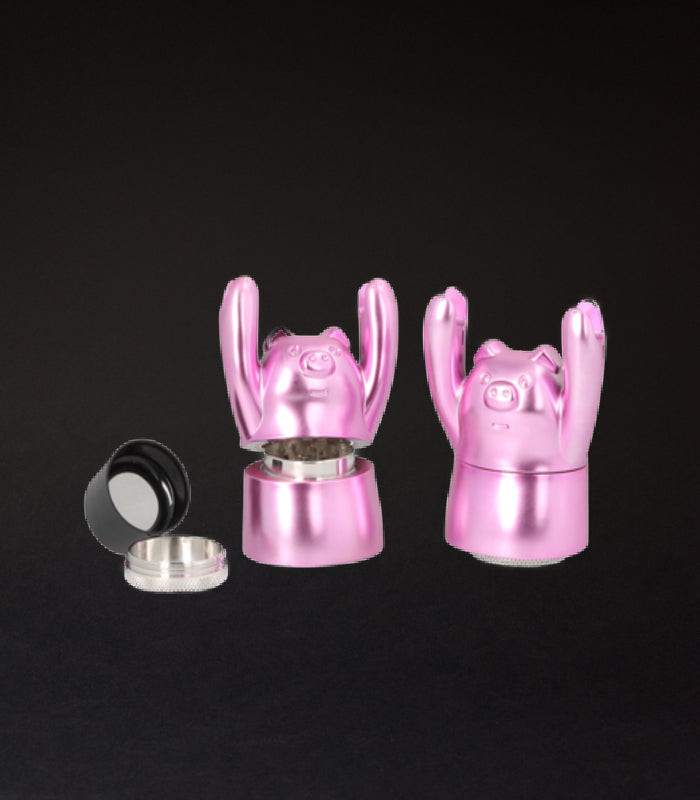 Super Heroes | Grinder 4 tlg. Metall | pink Schwein mit Handyhalterung | Ø 4,5 cm, H. 10 cm