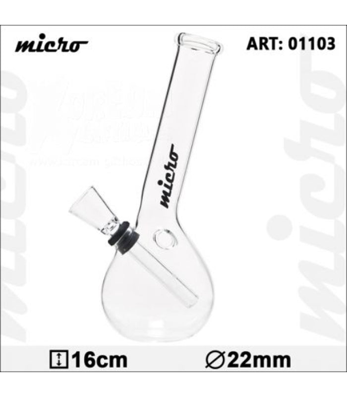 Micro Hangover Glass Bong | 16 cm hoch | 18,8er Schliff mm Schliff