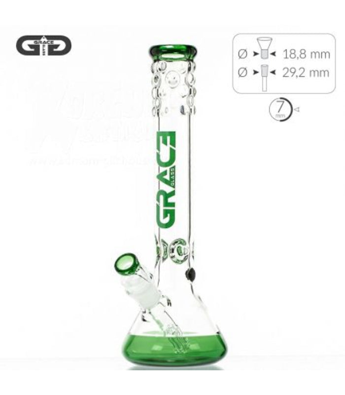 Grace Glass | Pearl Series | Green Frog XL | 40 cm hoch  |  18,8er Schliff  |  Diffusor  |  Ice