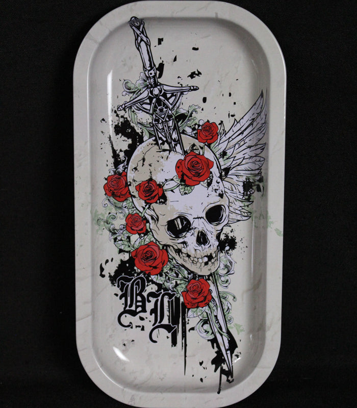 Metall-Drehtablett | Skull & Roses | 206 x 105 x 18 mm