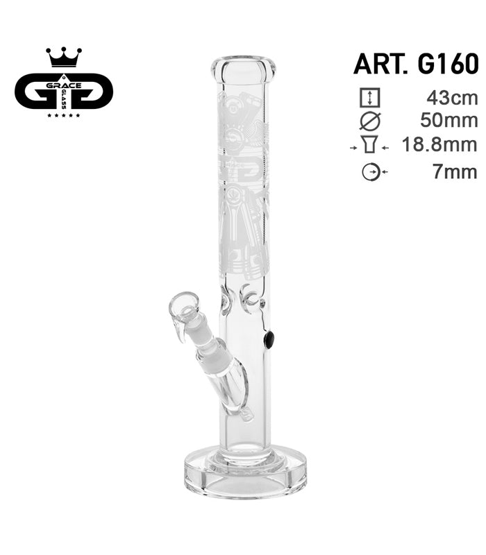 Grace Glass | Crystal Series | Straight Bong | 43 cm hoch  |  18,8er Schliff  |  Ice