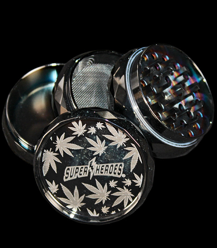 Super Heroes | Grinder | Hanfblätter schwarz | 4 tlg